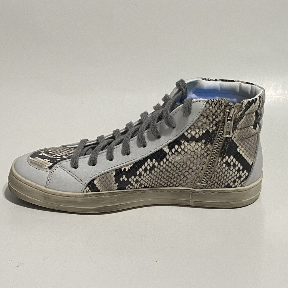 P448 Skate Side Zip White Snake Python Distressed… - image 4